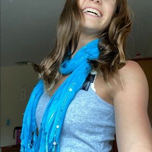 A GORGEOUS rayon metallic blue chic scarf!